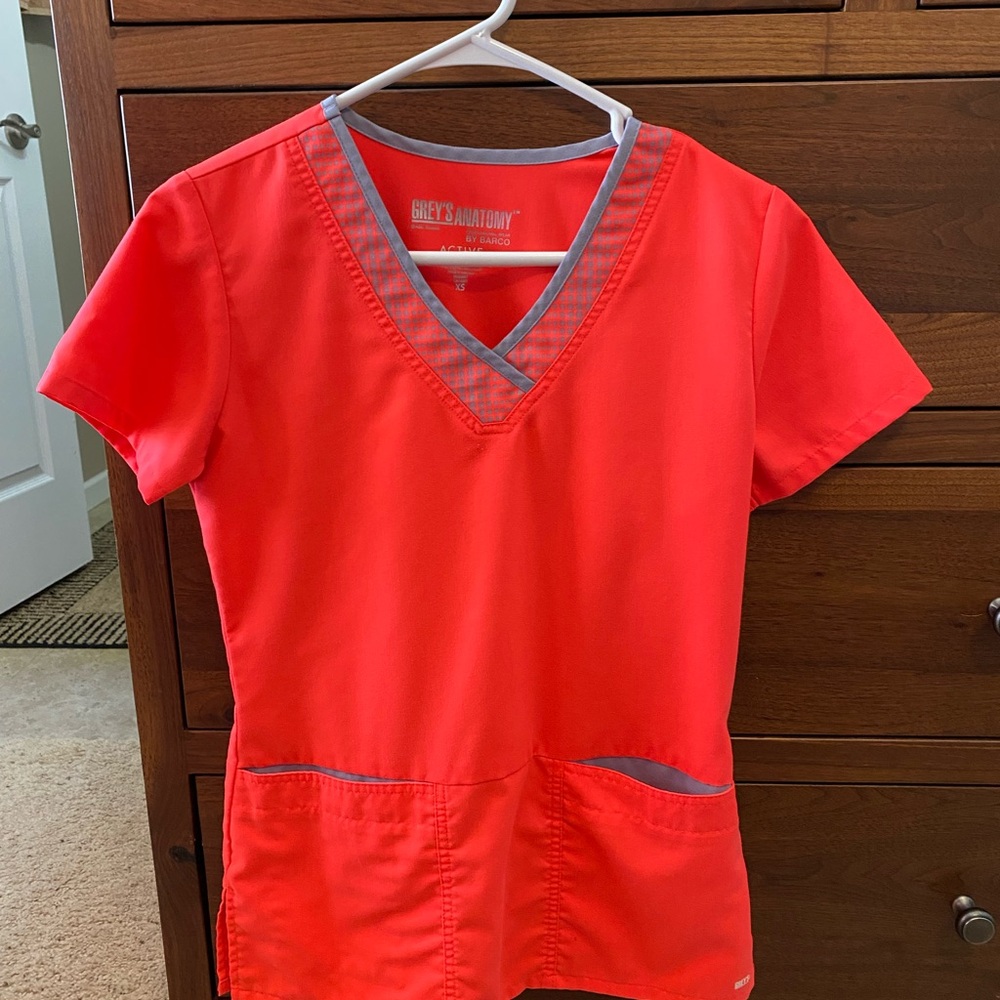 Grey's Anatomy Women's Hot Pink V-Neck Scrub Top